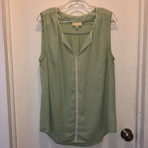 Modcloth mint green, v-neck, sheer sleeveless top